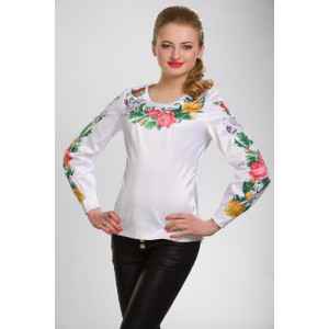 Пошита жіночої блузка-вишиванка Королівські квіти для вишивки бісером і нитками (БЖ023кБ4604)