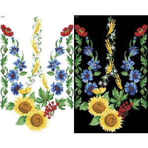 Набір бісеру Preciosa для вишивки бісером до схеми для вишивання на водорозчинному клейовому флізеліні Тризуб «Квіти України» (ФЛ246гн2236b)