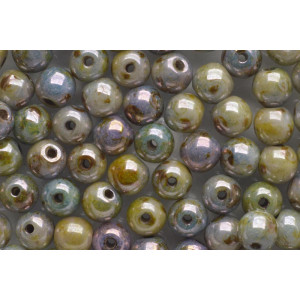 Round Beads 4mm(loose) : Luster - Marble Green PB1-04-LN02010-1