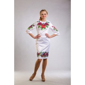 Заготовка жіночого плаття Лілові троянди, фіалки для вишивки бісером (ПЛ010кБнннн)