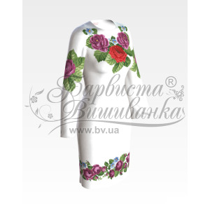 Набір ниток DMC для вишивки хрестиком до заготовки жіночої сукні – вишиванки Лілові троянди, фіалки ПЛ010кБннннh