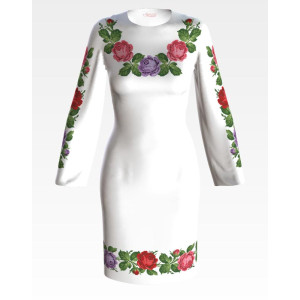 Пошита жіноча сукня-вишиванка Романтичні троянди для вишивки бісером і нитками (ПЛ027шБ4605)