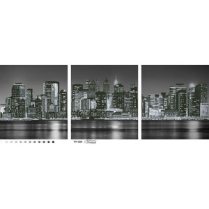 Схема картини Триптих «Місто, яке ніколи не спить» (чорно-біле) для вишивки бісером на тканині (ТМ009пн9636)
