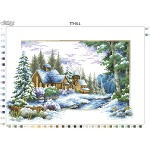 Схема картини Пейзаж Зима для вишивки бісером на тканині (ТП011пн5237)