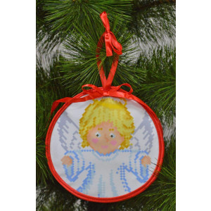 Набір для вишивки нитками Барвиста Вишиванка Пошита новорічна іграшка Милий ангел (серія: Ангелики) 14х14 (ТР216аБ1414i)