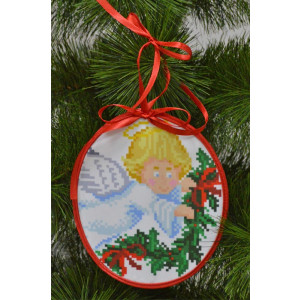 Набір для вишивки бісером Барвиста Вишиванка Пошита новорічна іграшка Різдвяний ангел (серія: Ангелики) 14х16 (ТР218аБ1416k)