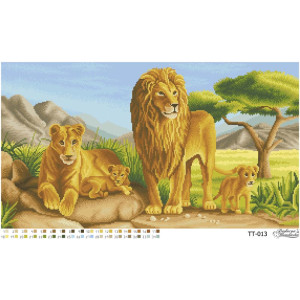 Схема картини Сімейство левів для вишивки бісером на тканині (ТТ013пн6335)