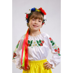 Пошита дитяча блузка-вишиванка Сунички для вишивки бісером і нитками (БД001кБ2801)