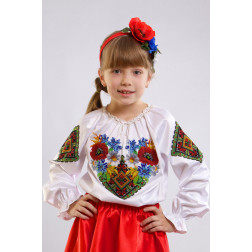 Пошита дитяча блузка-вишиванка Польова для вишивки бісером і нитками (БД008кБ2801)