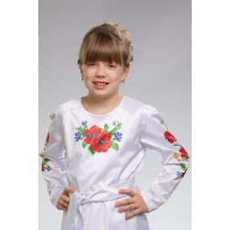 Пошита дитяча блузка-вишиванка Маки, волошки, колоски для вишивки бісером і нитками (БД010дБ3401)