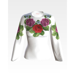 Заготовка жіночої вишиванки Лілові троянди, фіалки для вишивки бісером (БЖ010кБнннн)