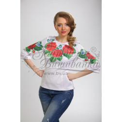 Набір ниток DMC для вишивки хрестиком до заготовки жіночої блузки – вишиванки Пристрасні троянди, фіалки БЖ011пБннннh
