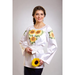 Пошита жіночої блузка-вишиванка Соняхи для вишивки бісером і нитками (БЖ012кБ4602)