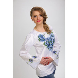 Пошита жіночої блузка-вишиванка Сині квіти для вишивки бісером і нитками БЖ018кБ4802
