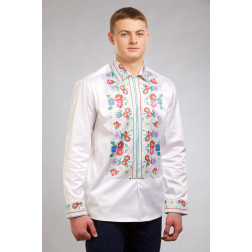 Пошита чоловіча сорочка-вишиванка Борщівська сучасна для вишивки бісером і нитками (СЧ034кБ4807)
