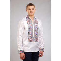 Пошита чоловіча сорочка-вишиванка Борщівська старовинна для вишивки бісером і нитками (СЧ035кБ4807)