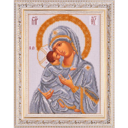 Картина вишита бісером Барвиста Вишиванка  Володимирівська Ікона Божої Матері 31х40 (ОТ033ан2332)