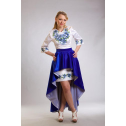 Пошита жіноча сукня-вишиванка Сині квіти для вишивки бісером і нитками (ПЛ018шБ4605)