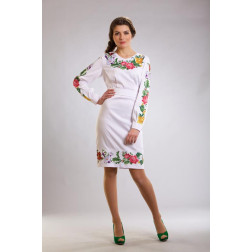 Пошита жіноча сукня-вишиванка Королівські квіти для вишивки бісером і нитками (ПЛ023шБ4606)