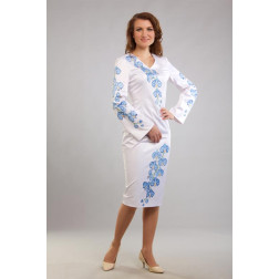 Пошита жіночої блузка-вишиванка Блакитні орхідеї для вишивки бісером і нитками (ПЛ085кБ4203)