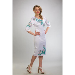 Пошита жіноча сукня-вишиванка Яблуневий цвіт для вишивки бісером і нитками (ПЛ521кБ4203)