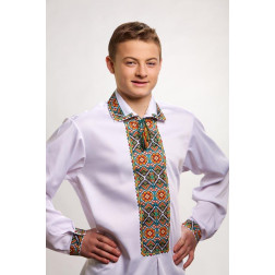 Пошита чоловіча сорочка-вишиванка Борщівська квітка для вишивки бісером і нитками (СЧ004шБ4803)