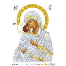 Схема картини Володимирівська Ікона Божої Матері для вишивки бісером на тканині (ТО033пн2332)