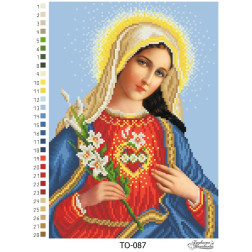 Схема картини Ікона Відкрите Серце Марії для вишивки бісером на тканині (ТО087пн2332)
