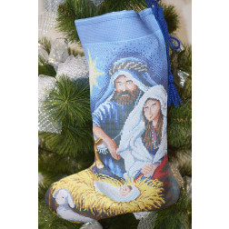 Набір для вишивки нитками Барвиста Вишиванка Пошитий новорічний чобіток Різдвяний вечір 31х49 (ТР161аБ3149i)