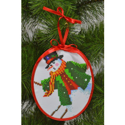 Набір для вишивки бісером Барвиста Вишиванка Пошита новорічна іграшка Говорун (серія: Сніговики-Колядники) 14х16 (ТР228аБ1416k)
