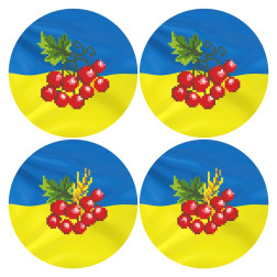 Непошиті новорічні іграшки для вишивки бісером і нитками на габардині. З Україною в серці (ТР656пн3131)
