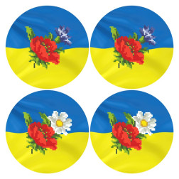 Непошиті новорічні іграшки для вишивки бісером і нитками на габардині. З Україною в серці (ТР659пн3131)