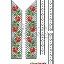 Набір ниток DMC для вишивки хрестиком до заготовки чоловічої вставки для сорочки – вишиванки Трояндове мереживо (ВЧ049пБннннh)