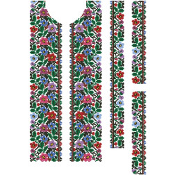 Набір ниток DMC для вишивки хрестиком до заготовки чоловічої вставки для сорочки – вишиванки Борщівська квіткова (ВЧ090пБннннh)