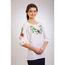 Блузка-вишиванка жіноча вишита рубленим бісером (рубкою) (ЖБ401шБнн01)