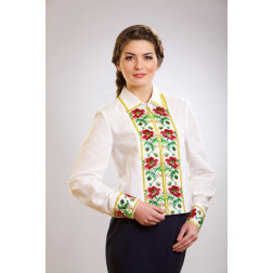 Блузка-вишиванка жіноча вишита рубленим бісером (рубкою) ЖБ403лБ4607