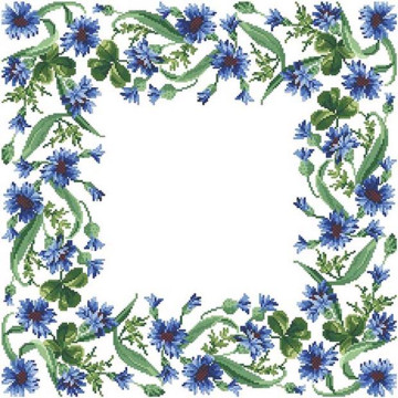 Набір для вишивки нитками Барвиста Вишиванка скатертини Весняні Волошки 75х75 (ТР035пБ5252i)