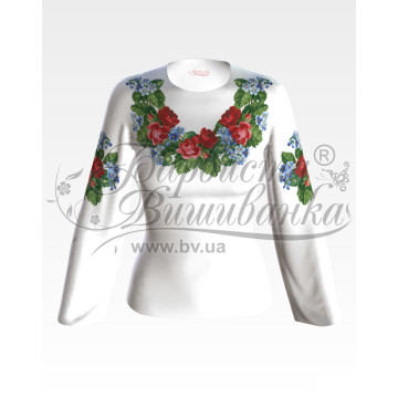 Набір бісеру Preciosa для вишивки бісером до заготовки жіночої блузки – вишиванки Троянди і незабудки (БЖ004пБннннb)