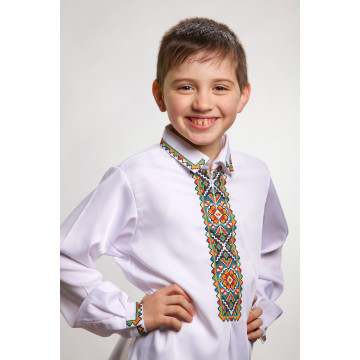 Пошита дитяча сорочка-вишиванка Борщівська квітка для вишивки бісером і нитками (СД004шБ2803)