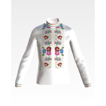 Пошита дитяча сорочка-вишиванка Борщівська сучасна для вишивки бісером і нитками (СД034кБ3801)