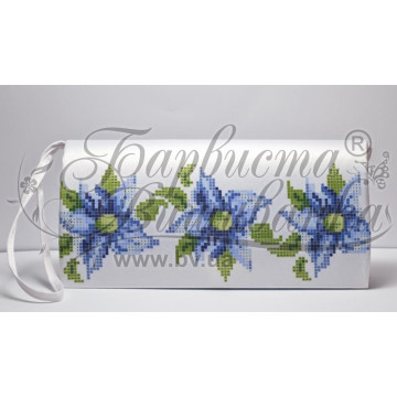 Набір бісеру Preciosa для вишивки бісером до заготовки пошитого клатча Сині квіти (КЛ018пБ1301b)