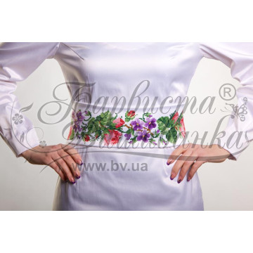 Набір ниток DMC для вишивки хрестиком до заготовки жіночого пояса – вишиванки Троянди і фіалки ПС022пБннннh