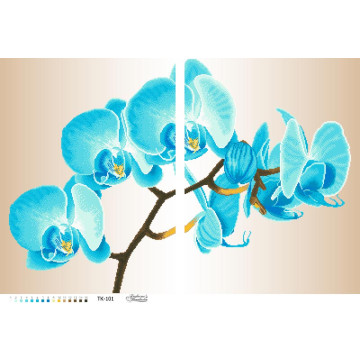 Схема картини Яскрава блакитна орхідея (диптих) для вишивки бісером на габардині (ТК101пн8658)