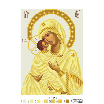 Схема картини Володимирівська Ікона Божої Матері для вишивки бісером на тканині (ТО057пн1622)