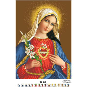 Схема картини Ікона Відкрите Серце Марії для вишивки бісером на тканині (ТО076пн3143)