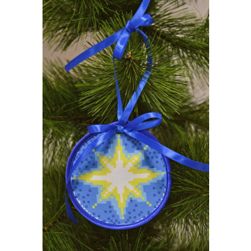 Набір для вишивки бісером Барвиста Вишиванка Пошита новорічна іграшка Різдвяна зірка 10х10 (ТР211аБ1010k)