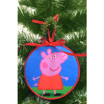 Набір для вишивки бісером Барвиста Вишиванка Пошита новорічна іграшка Свинка Пеппа (серія: Свинка Пеппа) 14х14 (ТР372аБ1414k)