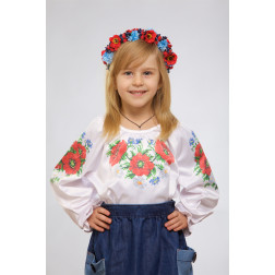 Набор бисера Preciosa для вышивки бисером к детской блузки – вышиванки на 1-3 лет Маки, ромашки, васильки (БД011пБ28ннb)