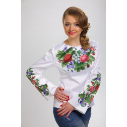 Сшитая женская блузка – вышиванка  Розы, фиалки, ландыши для вышивки бисером и нитками (БЖ021кБ4816)