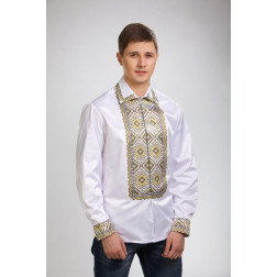 Сшитая мужская сорочка – вышиванка  Кудрявая бесконечность для вышивки бисером и нитками (СЧ001кБ4803)
